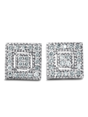 Pompeii3 1/3 Ct Diamond Pave Studs 14k White Gold Womens Earrings 1/3"