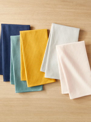 Waffle Weave Colorful Kitchen Towels Set Of 5