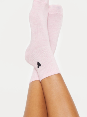 Pink Heart Knitted Socks