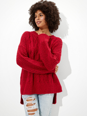 Ae Cable Knit Crew Neck Sweater