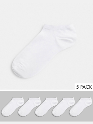 Asos Design 5 Pack Sneaker Sock In White Save