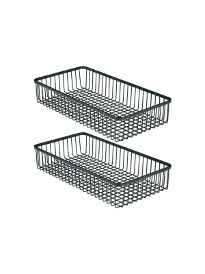 Mdesign Metal Kitchen Cabinet Drawer Organizer Tray, 2 Pack