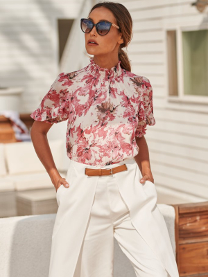 Honeysuckle Keepsake Smocked Mock Neck Blouse