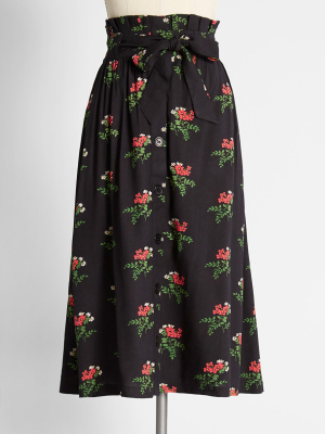 Bunches Of Begonias Midi Skirt