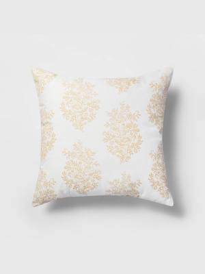 Block Printed Paisley Throw Pillow White/yellow - Threshold™