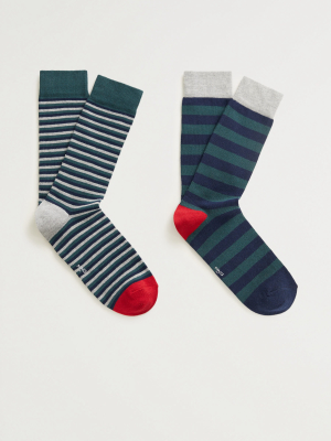 2 Pack Striped Socks