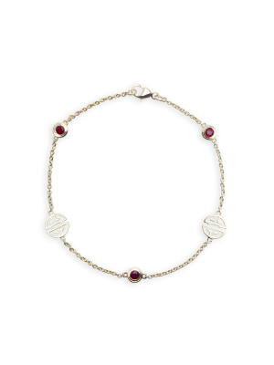 Gold Shou Station Ruby Bracelet