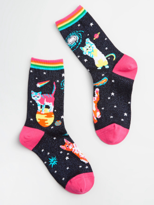 Cosmic Kitties Shimmer Socks