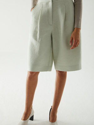 Wool-linen Mix Pleated Shorts
