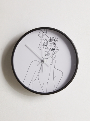 Woman With Flowers Wall Clock