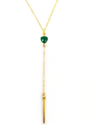 Raw Emerald Lariat Bar Necklace