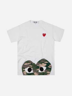 Comme Des Garçons Play Bottom Camouflage Heart Tee - White