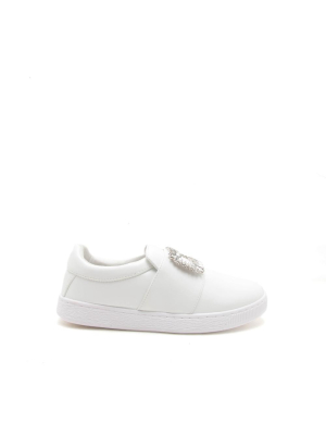 Walk-01a White Embellished Sneaker