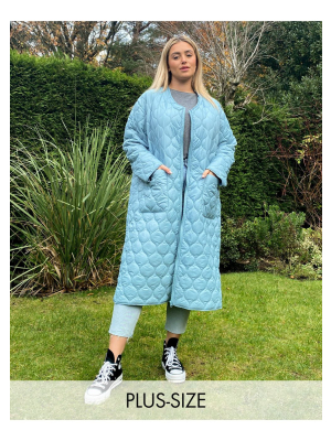 Native Youth Plus Oversized Longline Coat In Quilting