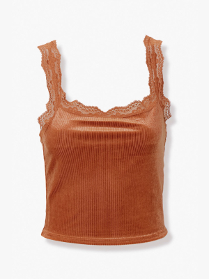 Lace-trim Velvet Cami