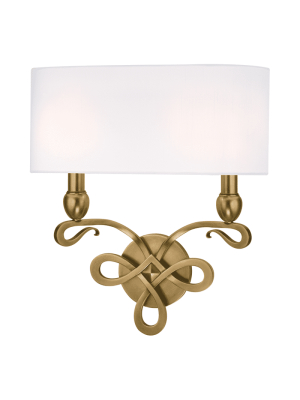 Pawling 2 Light Wall Sconce Aged Brass