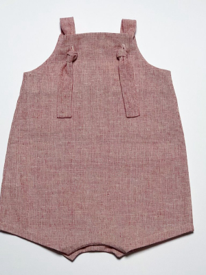 Knotted Shortall In Red Linen