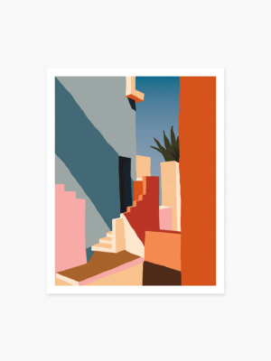 Slowdown Studio Tangerine Stairs Art Print