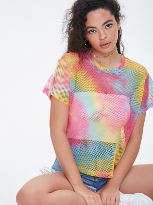 Sheer Tie-dye Jersey Mesh Tee