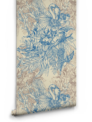 Amazonia Boutique Wallpaper In Blue By Milton & King