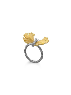 Butterfly Ginkgo Ring With Diamonds