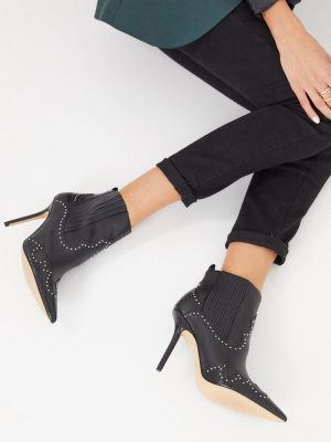 Aldo Kapone Heeled Ankle Boot With Studding In Black