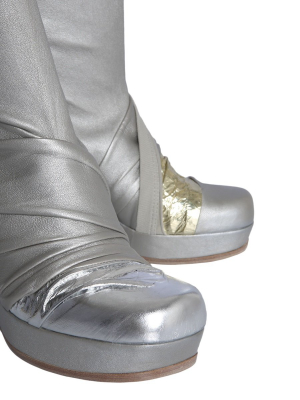 Rick Owens Metallic Wedge Heel Boots