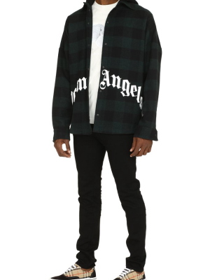 Palm Angels Logo Checked Hooded Jacket