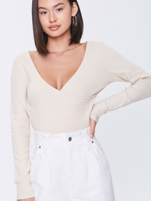 Ribbed Knit Surplice Top