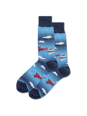 Men's Just Married Plane Crew Socks