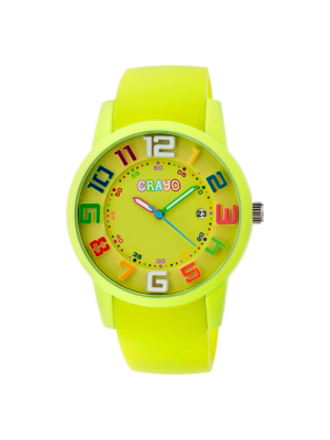 Women's Crayo Festival Watch With 3d Raised Numbers And Date Display-lime