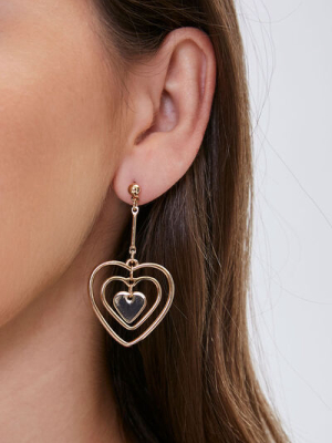 Layered Heart Drop Earrings