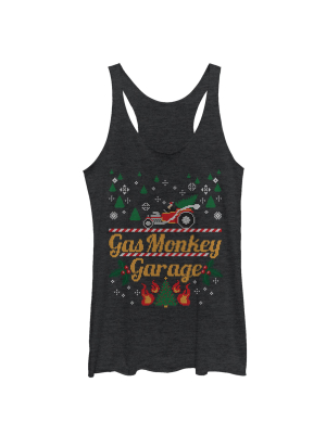 Women's Gas Monkey Ugly Christmas Hot Rod Racerback Tank Top