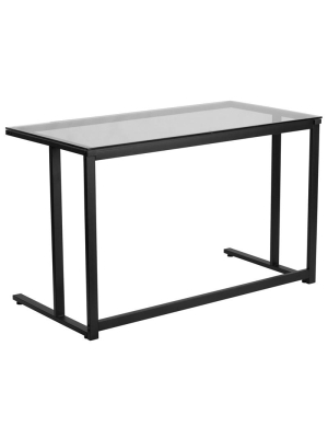 Clio Black Glass Top Office Desk