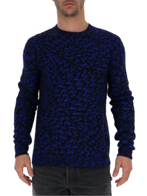 Saint Laurent Chevron Pattern Knitted Pullover