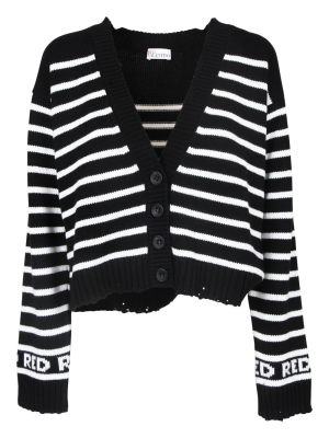 Redvalentino Striped V-neck Cardigan