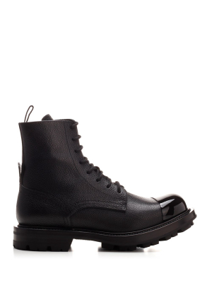 Alexander Mcqueen Pebbled Lace-up Boots