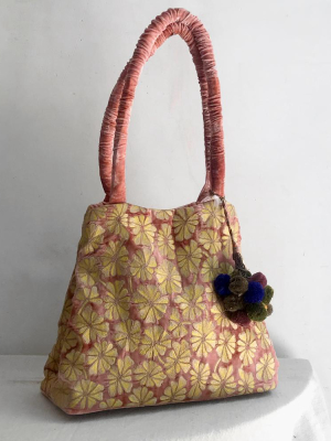 Diya Silk Velvet Travel Tote Bag In Shaded Rose