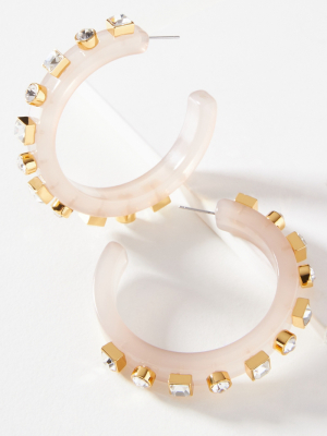 Lele Sadoughi Crystal Block Hoop Earrings