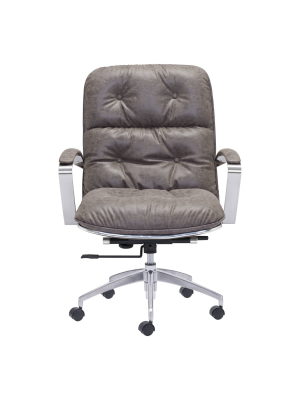 Plush Upholstered Adjustable Office Chair - Vintage Gray - Zm Home