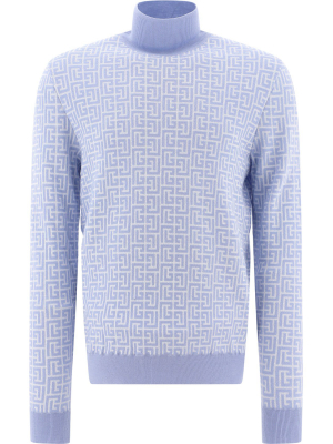 Balmain Monogram Roll-neck Knit Sweater