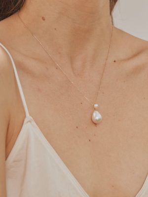 Double Pearl Drop Necklace Sbn228