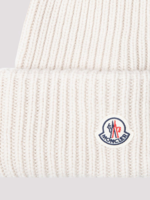 Moncler Logo Patched Ribbed Beanie