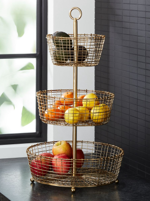 Bendt Gold 3-tier Wire Fruit Basket