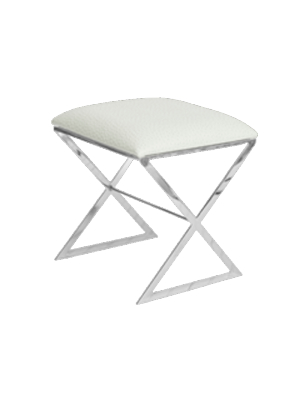 X Side Table Nickel And White