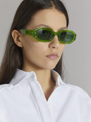 The Attico Irene Angular Sunglasses In Green