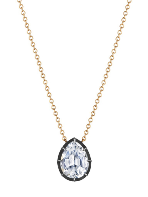 Collet Pear Shaped Pendant Necklace - Topaz