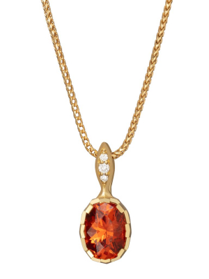 Modern Oval Necklace - Spessartite Garnet