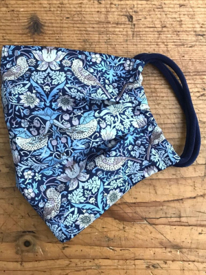 Ladies Cotton Mask In Strawberry Thief Navy Liberty London Print