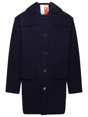 Thom Browne Striped Cable Knitted Coat